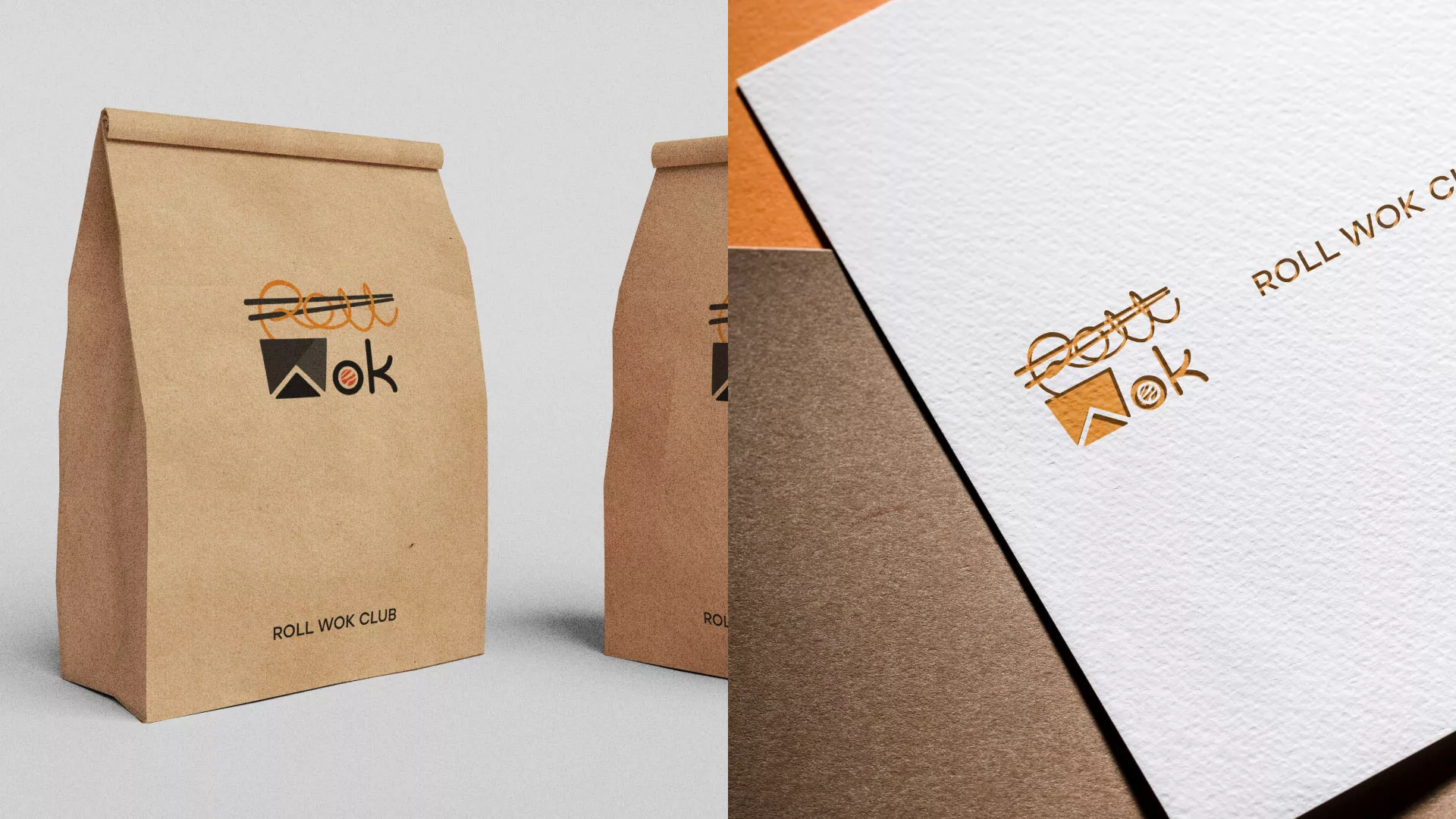 Разработка логотипа суши-бара «Roll Wok Club» в Дегтярске