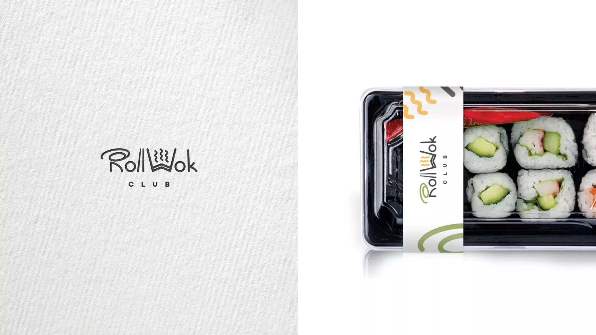 Разработка логотипа и фирменного стиля суши-бара «Roll Wok Club» в Дегтярске
